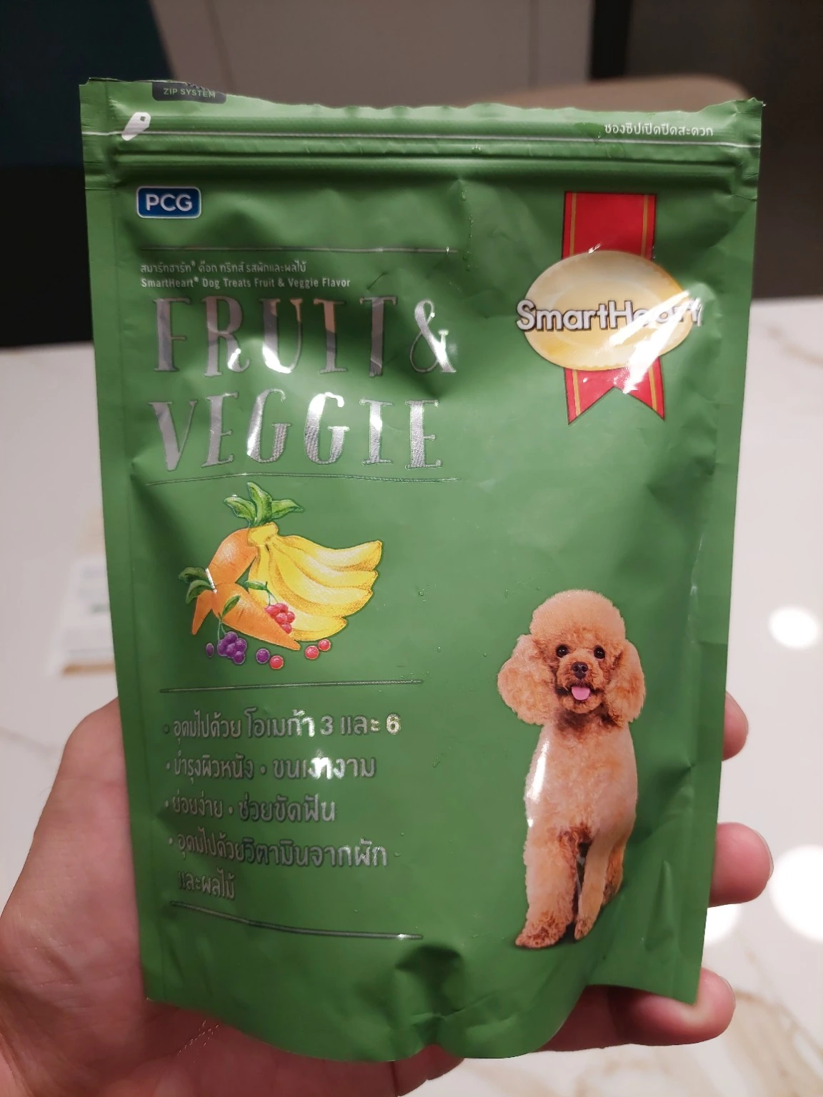 SmartHeart Fruit & Veggie 健康蔬果口味犬用餅乾正面包裝。