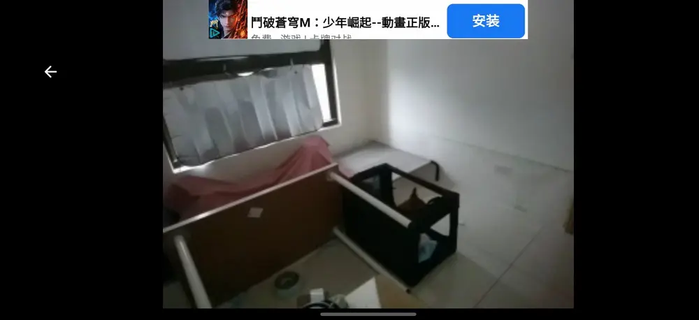 監視器畫面中,志強在軟式運輸箱內低頭。